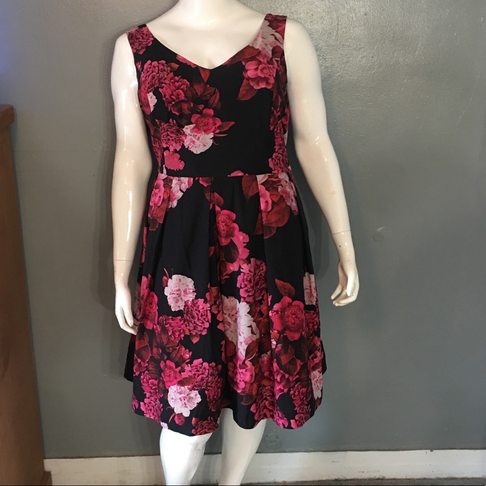 Pink and Black floral dress